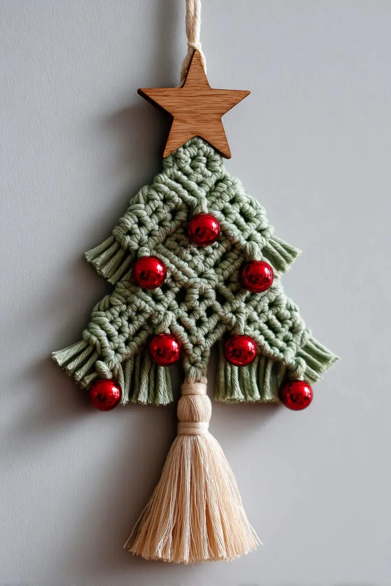 29 Best Christmas Decorations Trends You Can't Miss This Year 151 boho macramé tree wall hanging with mini ornaments 1