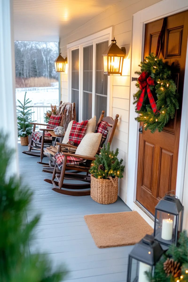 27 Vintage Christmas Decorations You'll Love 25 burlap and red plaid bows tied onto wreaths using jingle bells and holly sprigs 1