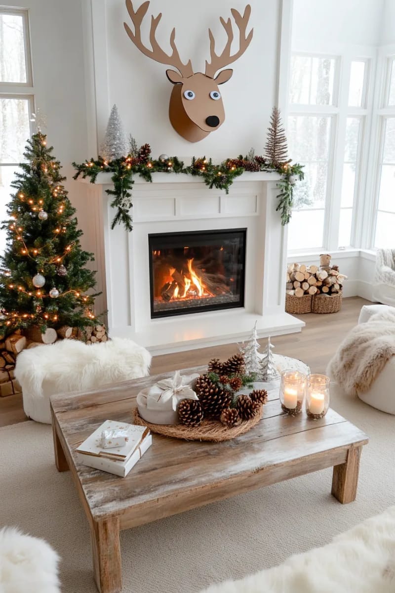 27 Unique Christmas Craft Decorations for Inspired Homes 23 cardboard reindeer heads with googly eyes for whimsical wall decor 1