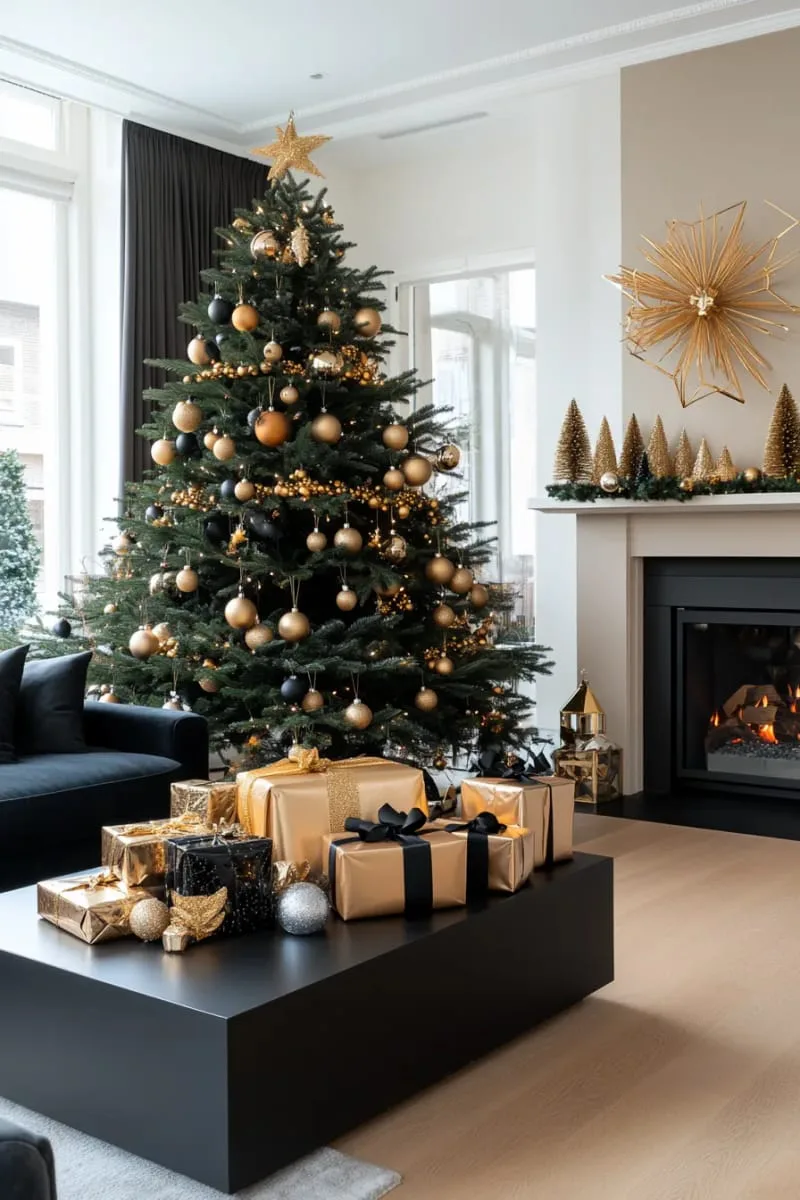 chic black and gold christmas decor for a modern vibe 1