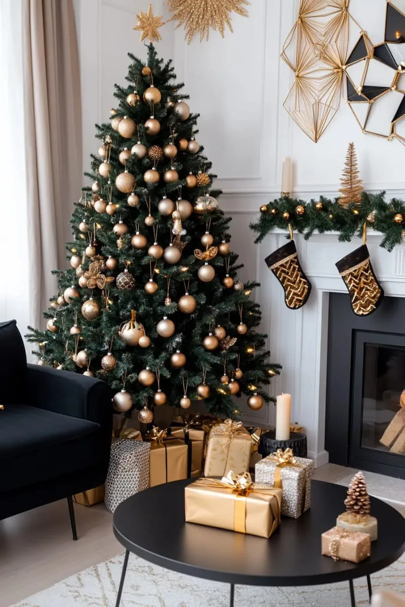 chic black and gold christmas decor for a modern vibe 1