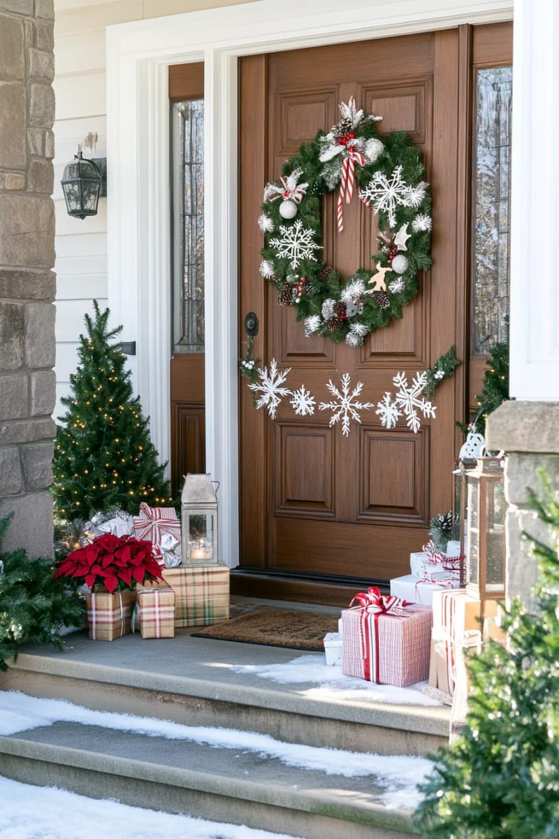 29 Festive Christmas Door Decor Ideas for a Magical Entry 75 christmas craft paper chain garland with tiny holiday motifs 1