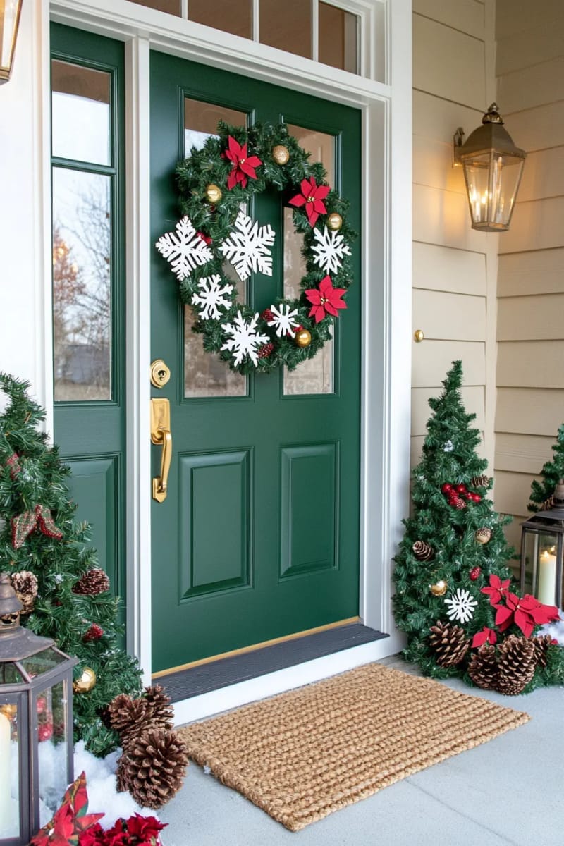 29 Festive Christmas Door Decor Ideas for a Magical Entry 77 christmas craft paper chain garland with tiny holiday motifs 1