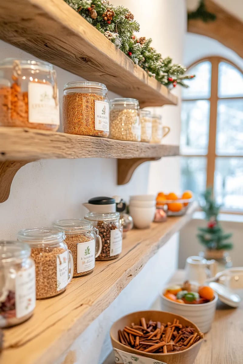 christmas market-inspired kitchen with hanging dried oranges and spiced tea 1