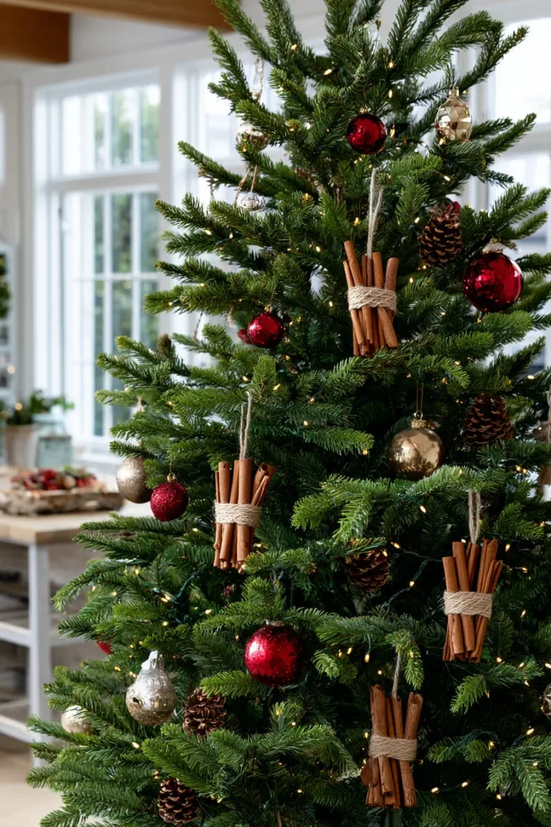 cinnamon stick bundles tied with twine as tree accents 1