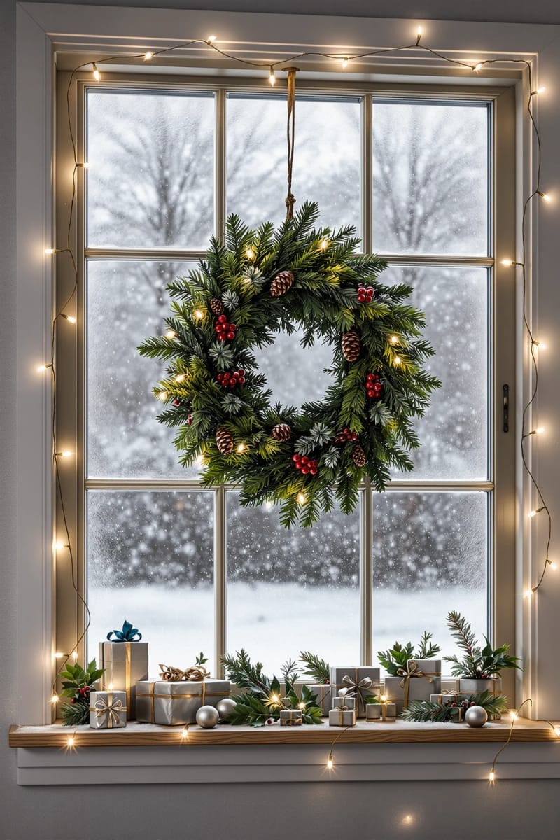 25 Best Christmas Window Decor Ideas to Try This Year 15 classic christmas wreath framed by white twinkle lights all around the window. 1