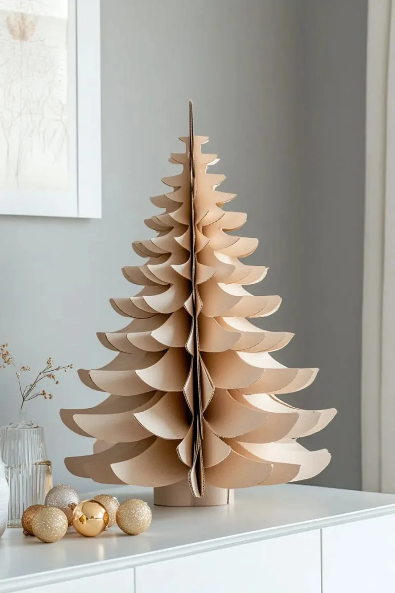 27 Sustainable Christmas Trees For Cheap and Eco-Friendly Decor 39 construct a geometric tree from cardboard triangles for a modern look. 1