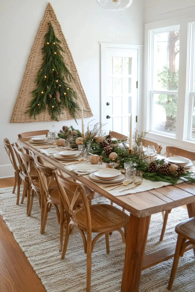 27 Sustainable Christmas Trees For Cheap and Eco-Friendly Decor 9 craft a wall-mounted tree using twine, pinecones, and foraged greenery. 1