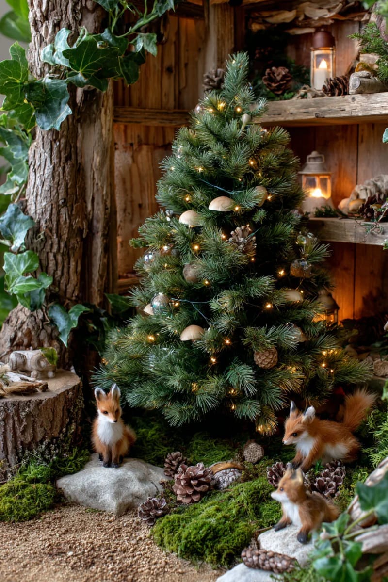 create a magical christmas tree nook with fairy lights and woodland creatures 1