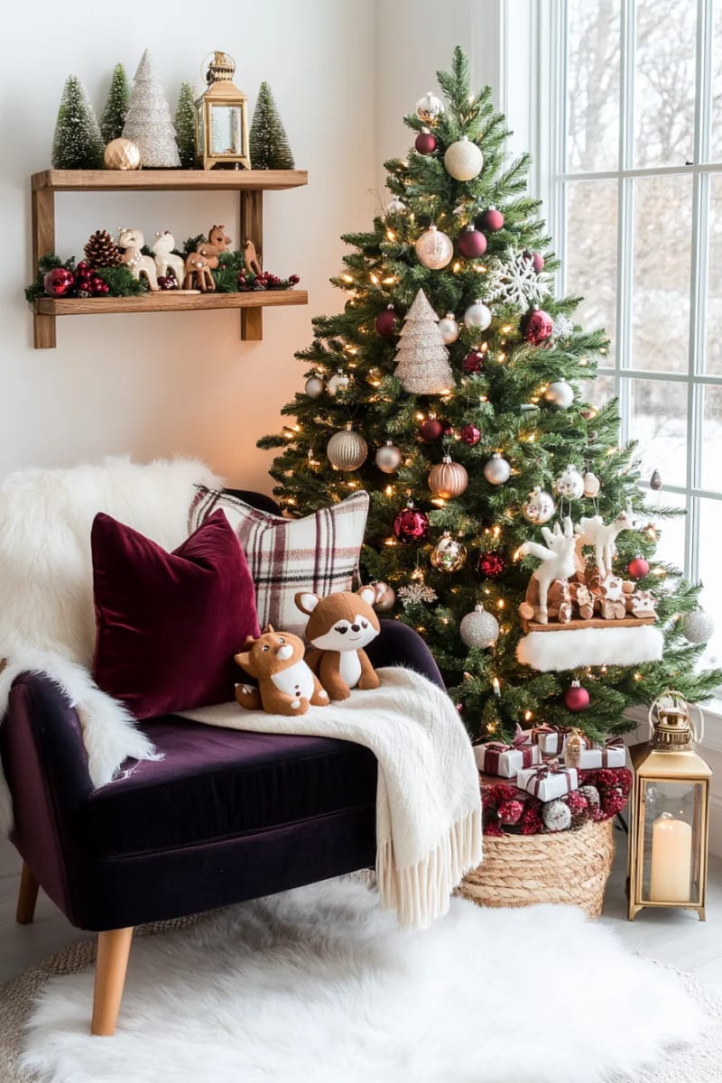 create a magical christmas tree nook with fairy lights and woodland creatures 1