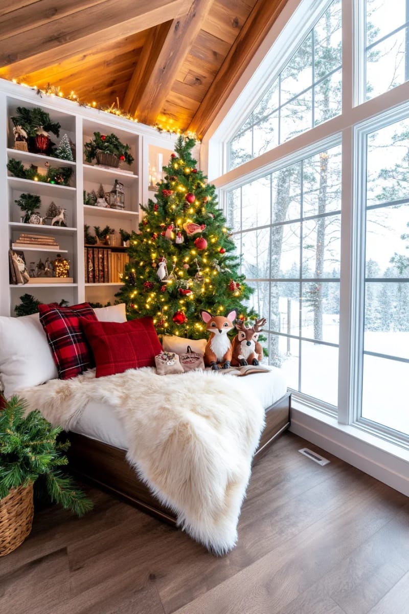 create a magical christmas tree nook with fairy lights and woodland creatures 1
