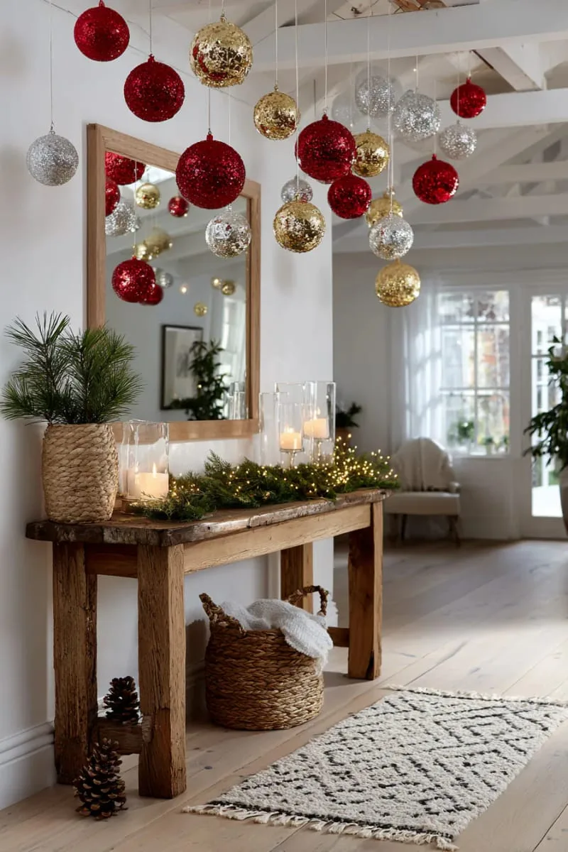 create a magical floating ornament garland for your entryway ceiling. 1