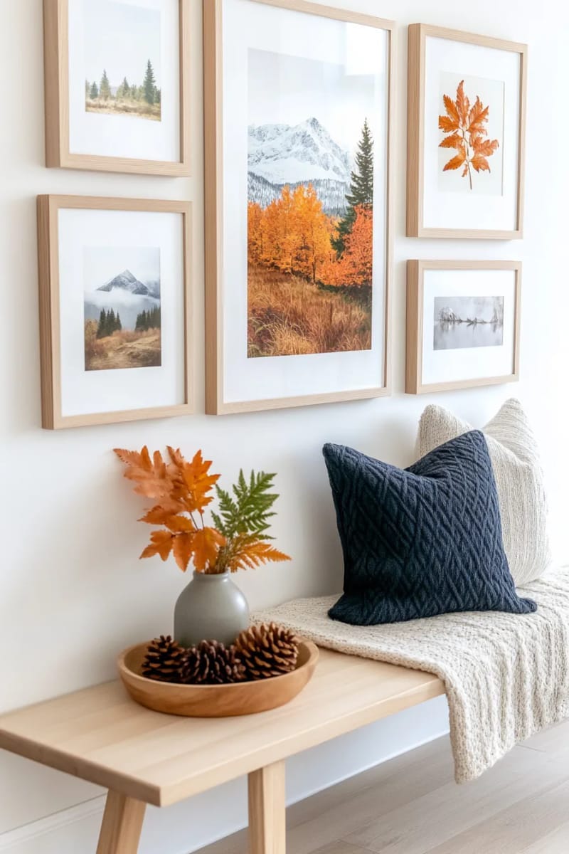 27 Stunning Winter Decor Ideas for a Stylish Retreat 31 create a winter gallery wall with nordic prints and framed pressed leaves. 1