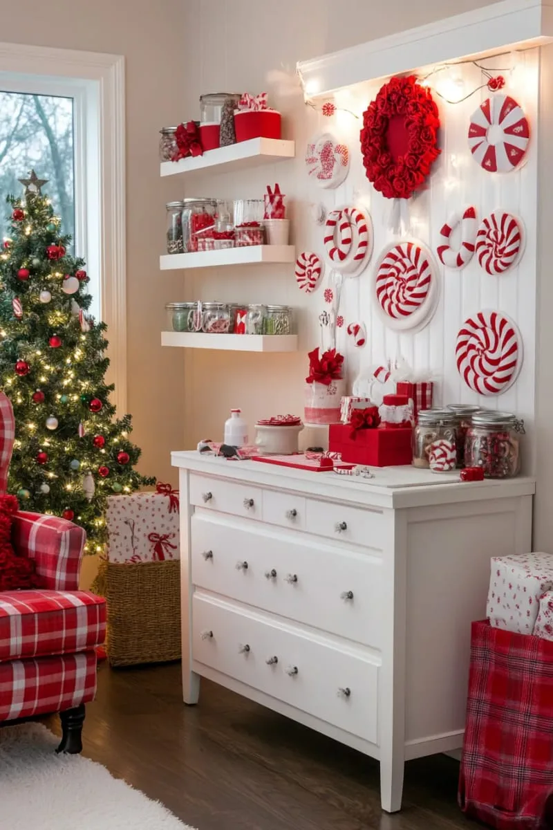 diy giant candy cane and peppermint swirl wall decor using foam 1