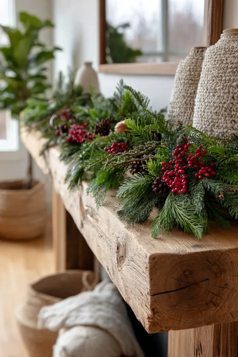 earthy mix of pine, cedar, and berries for a garland swag 1