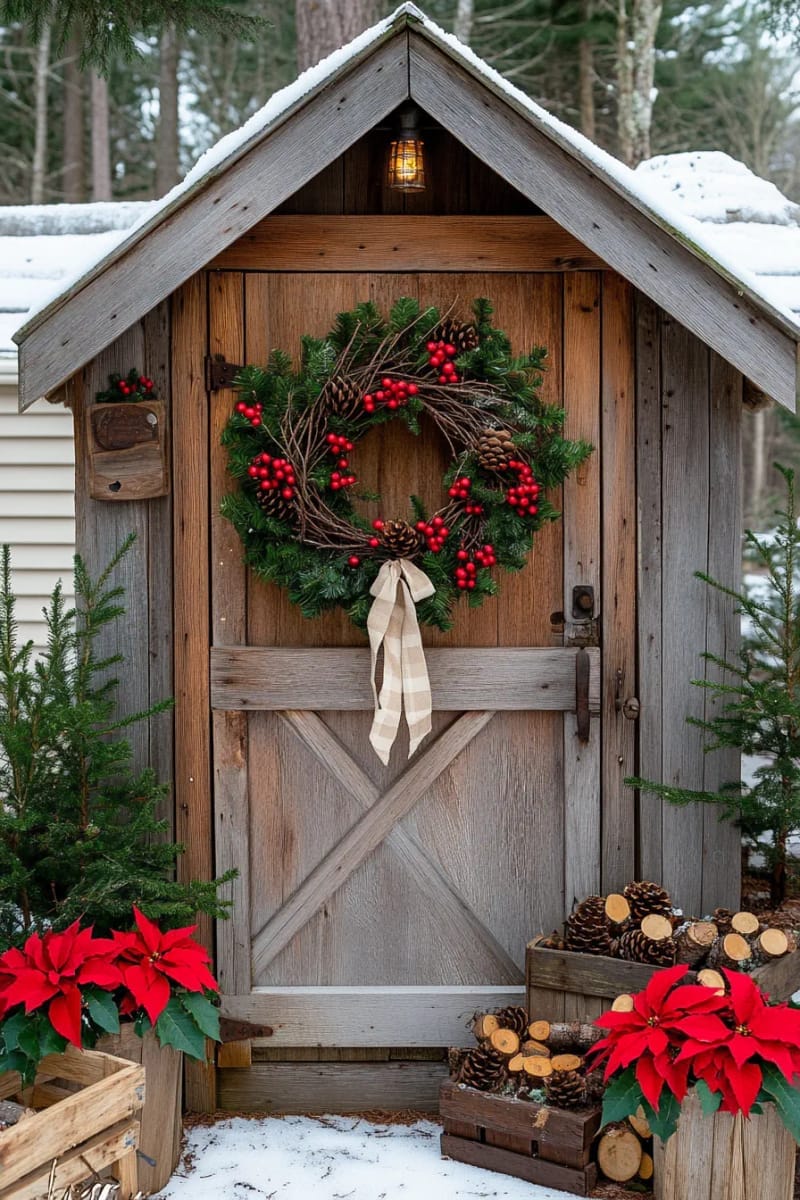 29 Inspiring Natural Christmas Decor Ideas for Modern Homes 69 earthy twig and berry wreath with cotton ribbon accent 1