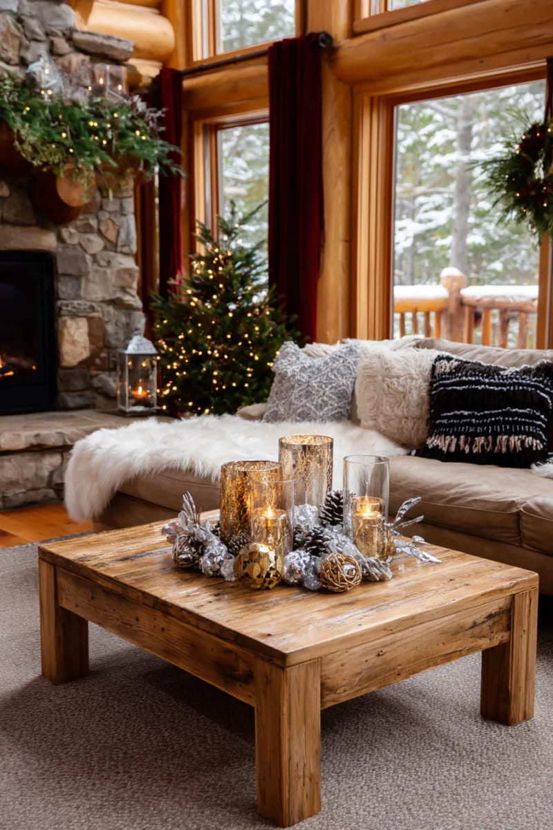 elegant candle holders and ornaments clustered as a coffee table accent 1