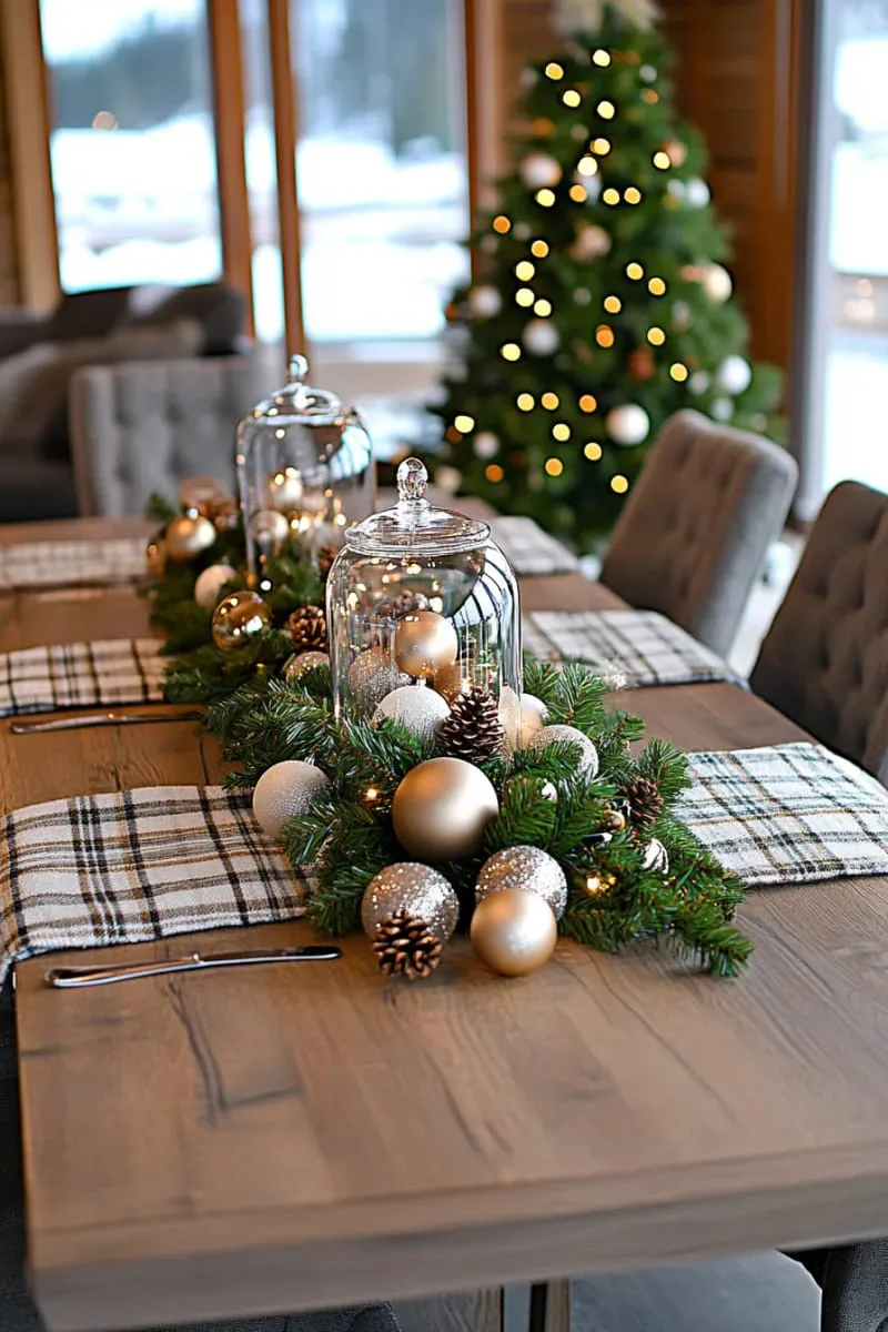 29 Best Christmas Decorations Trends You Can't Miss This Year 9 elegant gold and white ornament centerpiece with glass cloche 1