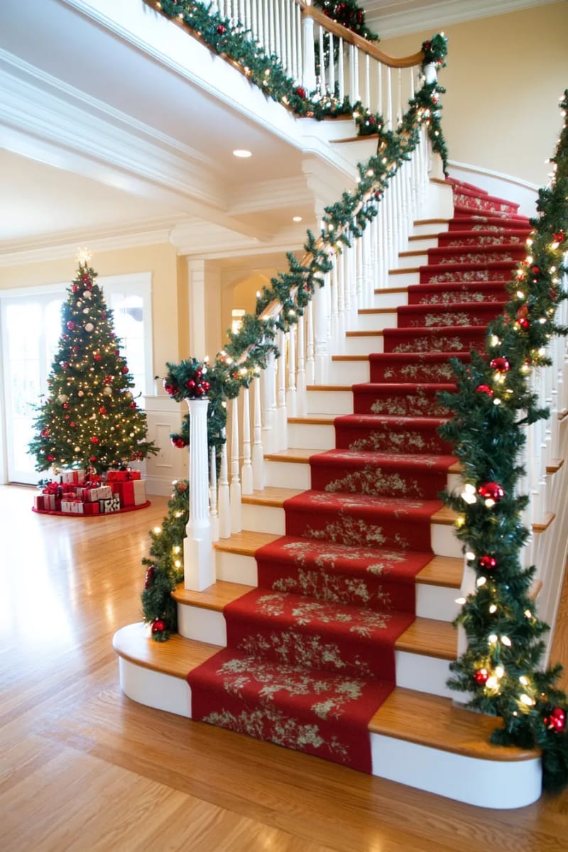 fairy lights winding up banisters for a magical indoor glow 1