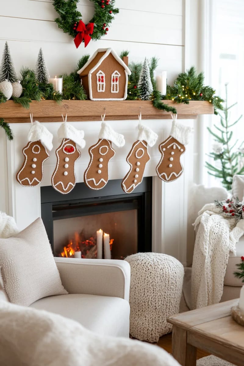 27 Stunning Christmas Decoration Crafts for a Unique 2025 33 felt gingerbread men and house ornaments with white stitching 1