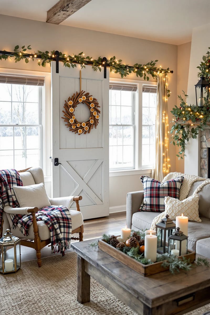 festive wreath made of cinnamon sticks and dried orange slices 1