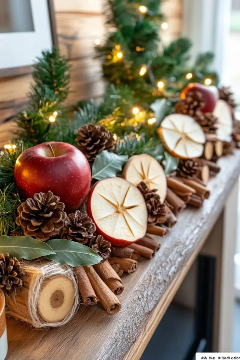 garland of cinnamon sticks, dried apples, and bay leaves 1