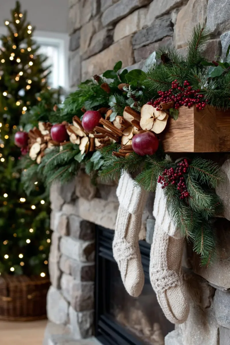garland of cinnamon sticks, dried apples, and bay leaves 1