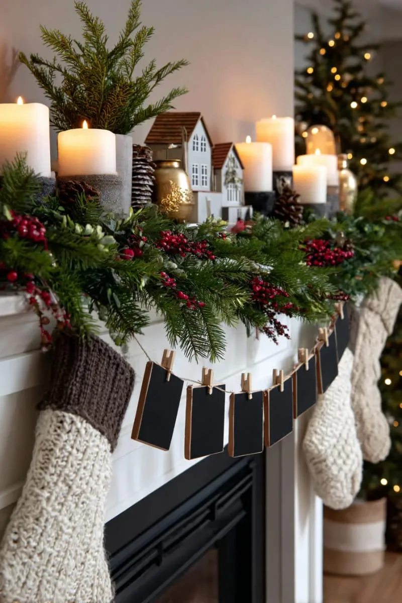 garland with mini chalkboard signs for custom family messages 1