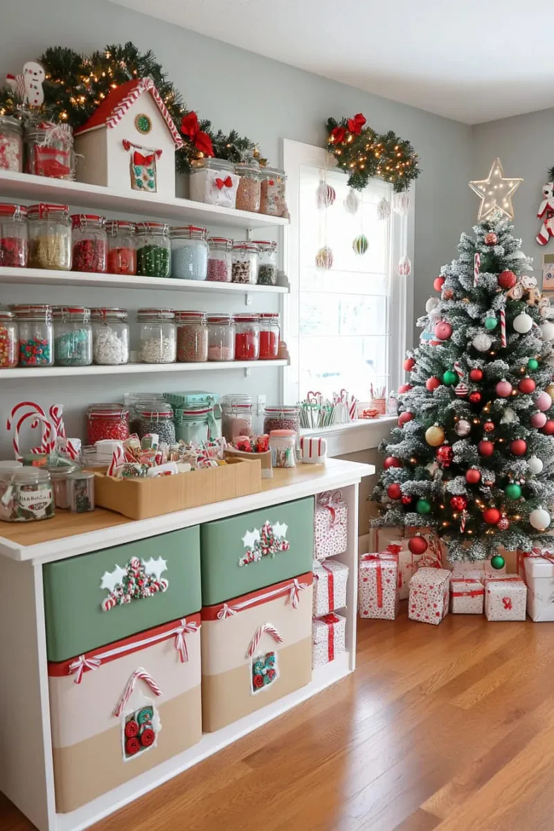 gingerbread house-inspired storage boxes for organizing craft supplies 1