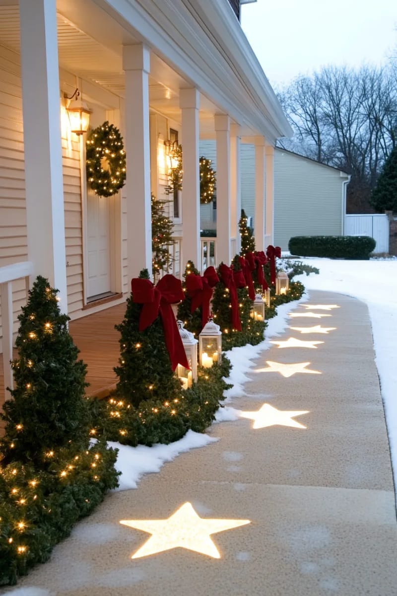 glowing star pathway markers guiding guests to your front porch 1