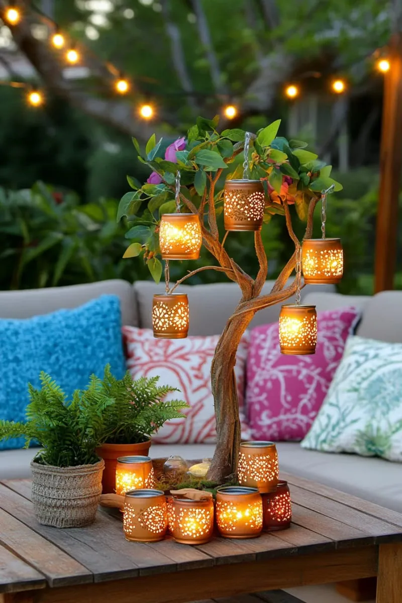 27 Sustainable Christmas Trees For Cheap and Eco-Friendly Decor 52 glue upcycled tin cans in a tree shape and fill with lights and greenery. 1