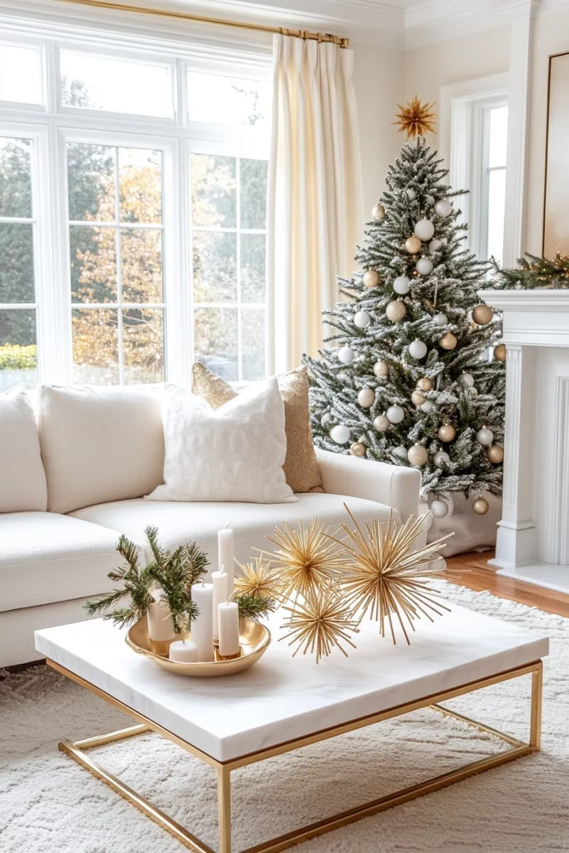 27 Unique Christmas Craft Decorations for Inspired Homes 97 gold and white starburst ornaments made from popsicle sticks 1