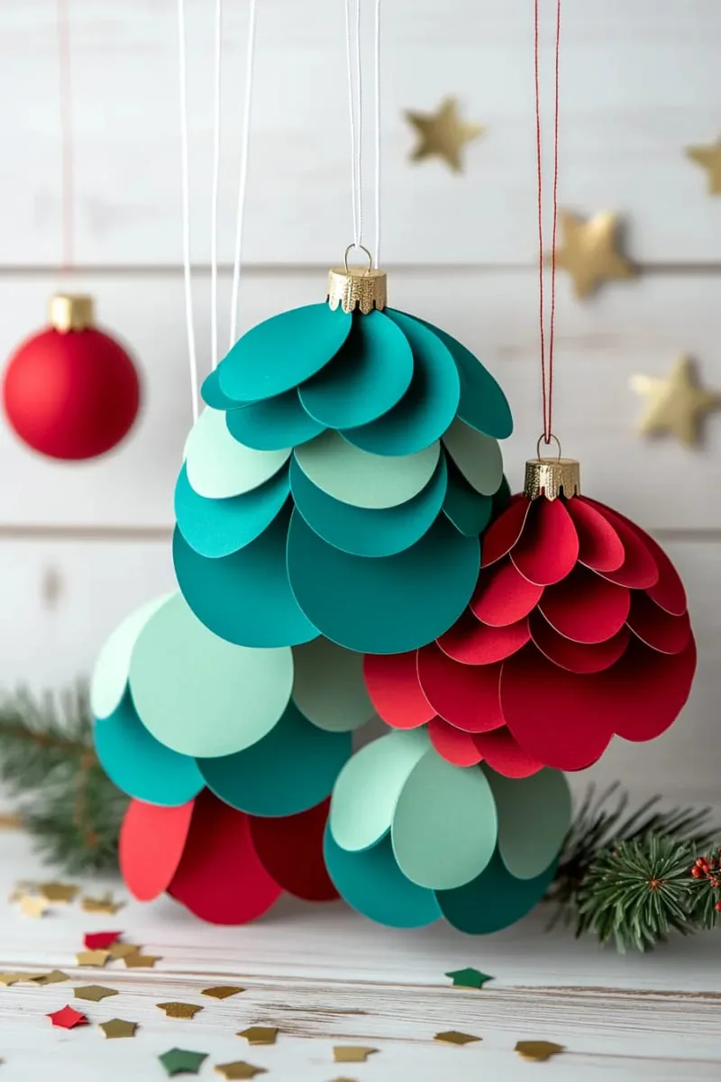27 Stunning Christmas Decoration Crafts for a Unique 2025 9 green and red 3d ball ornaments using layered paper circles 1