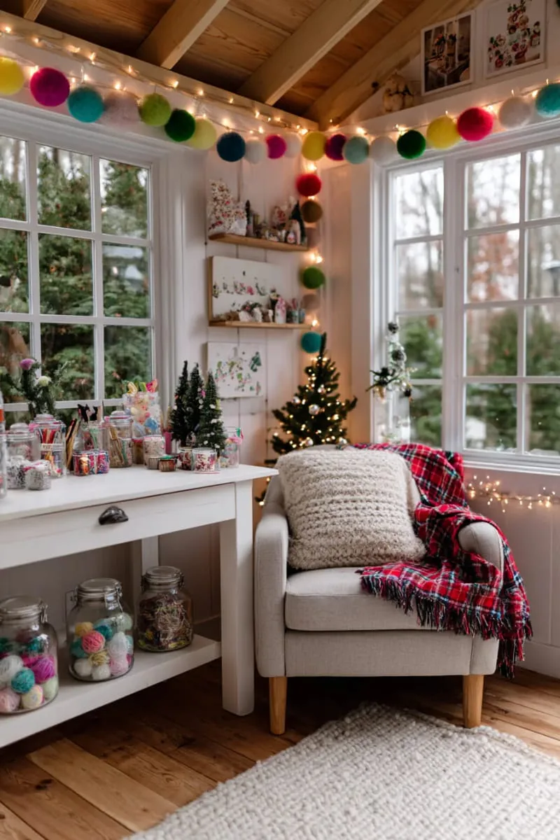 hanging felt ball garlands in rainbow hues for a festive, playful vibe 1