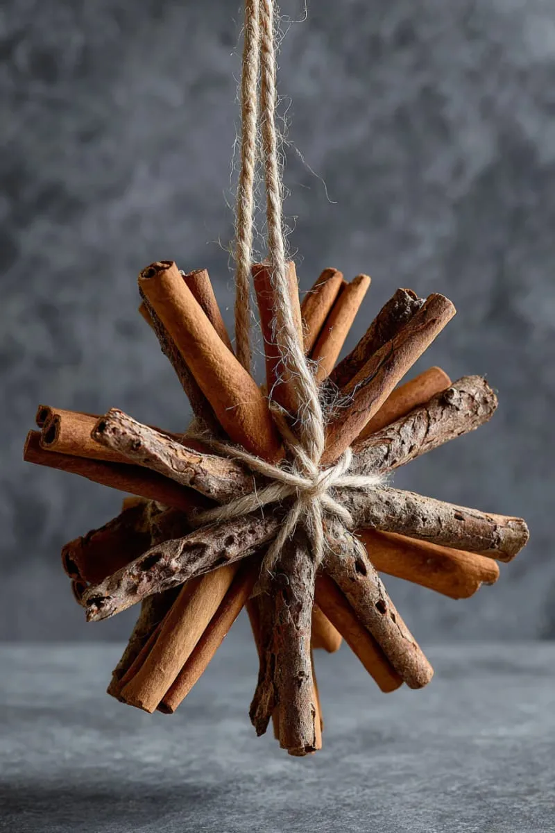 hanging starburst made from cinnamon sticks and twine 1