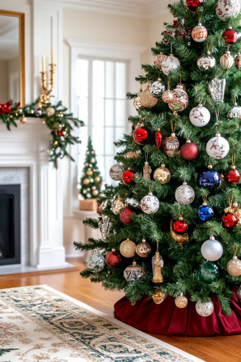 heirloom ornaments and velvet ribbons on a grand, elegant tree 1