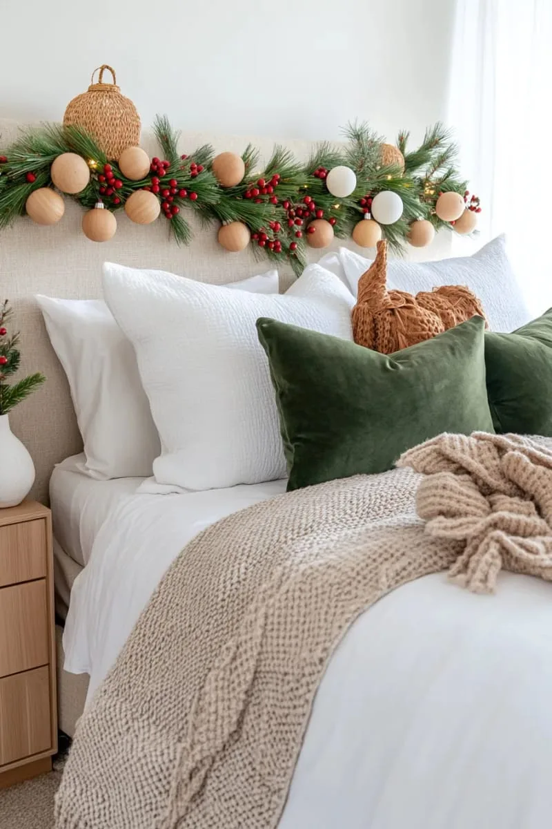 layer garlands of wooden bead ornaments over your headboard. 1