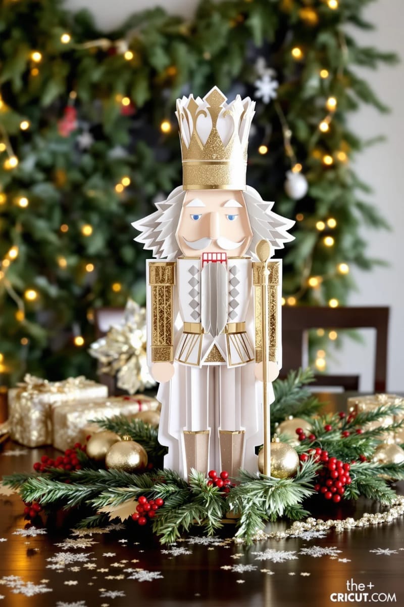 layered paper nutcracker centerpiece with shimmering foil accents 1