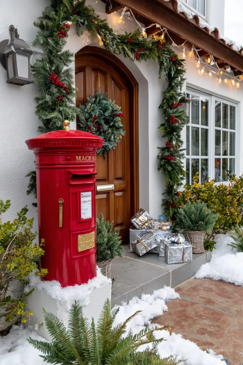 magical mailbox with mini presents and faux snow for whimsical holiday charm 1