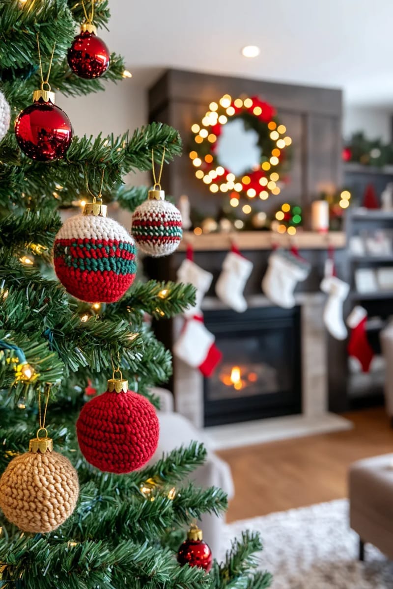 27 Unique Homemade Christmas Decorations You'll Love 28 mini braided yarn rugs as cozy rustic ornaments 1