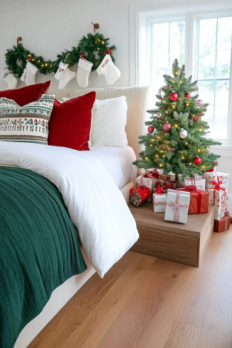 mini christmas tree adorned with tiny ornaments and twinkle lights by the window 1