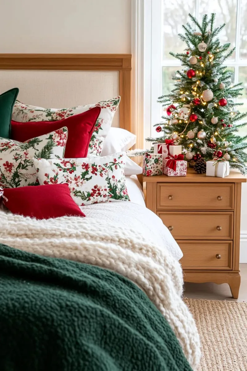 mini christmas tree adorned with tiny ornaments and twinkle lights by the window 1