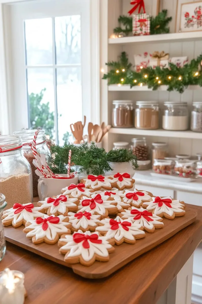 mini gingerbread cookie ornaments with white icing and ribbon loops 1