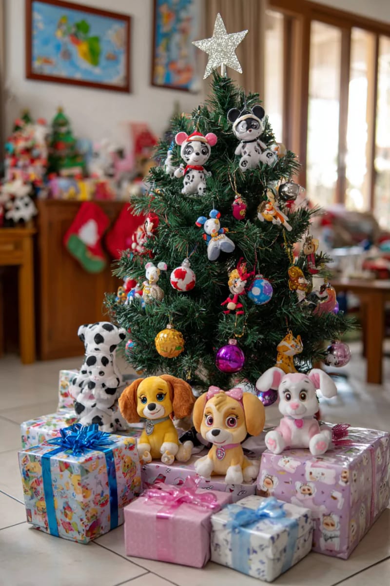 23 Kids Christmas Tree Ideas Full of Color, Whimsy, and Holiday Cheer 29 mini tree decorated with kids’ favorite cartoon or disney character ornaments 1