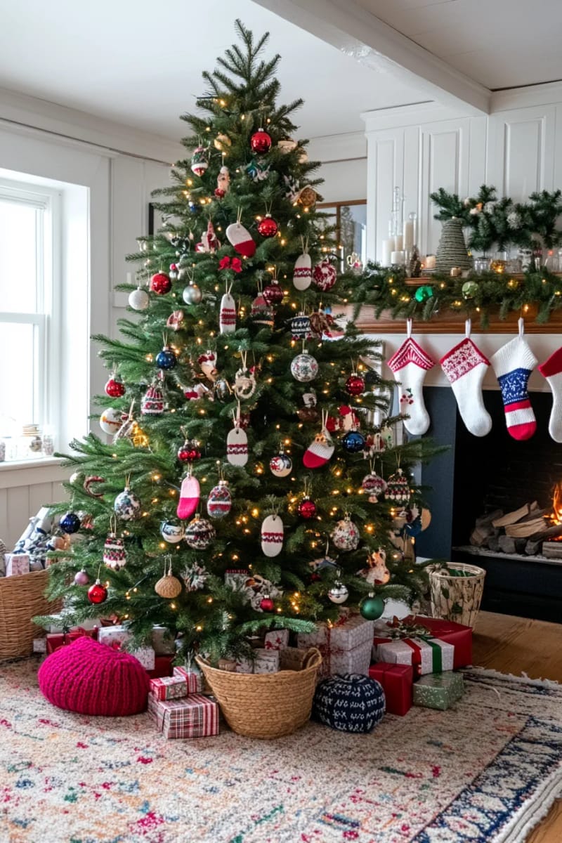 miniature mitten ornaments sewn from cozy sweater scraps 1