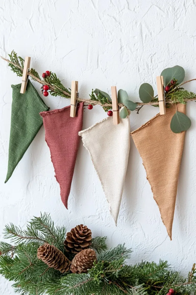 minimalist christmas banner with kraft and muslin flags 1
