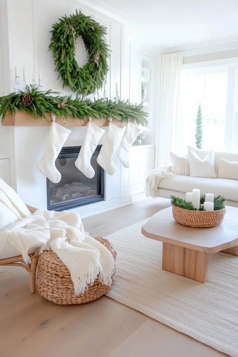 minimalist greenery and white velvet stockings for a neutral look 1