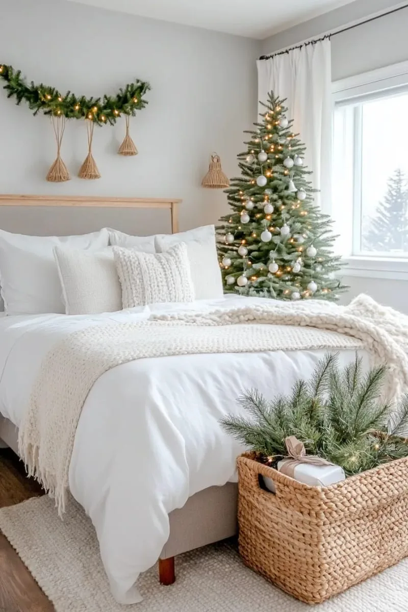 minimalist scandinavian-inspired christmas tree in a woven basket 1