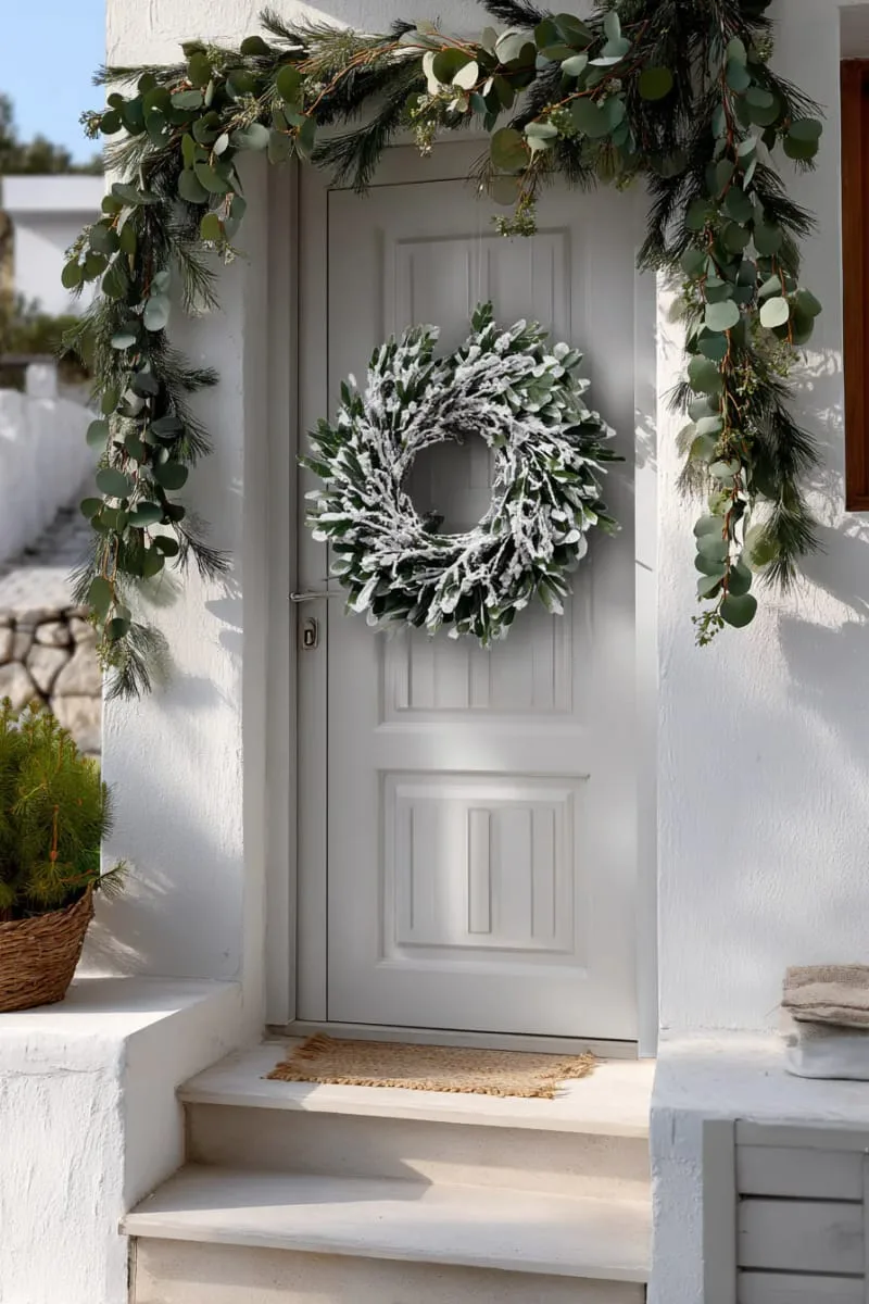 minimalist scandinavian look: white wreath and neutral garland 1