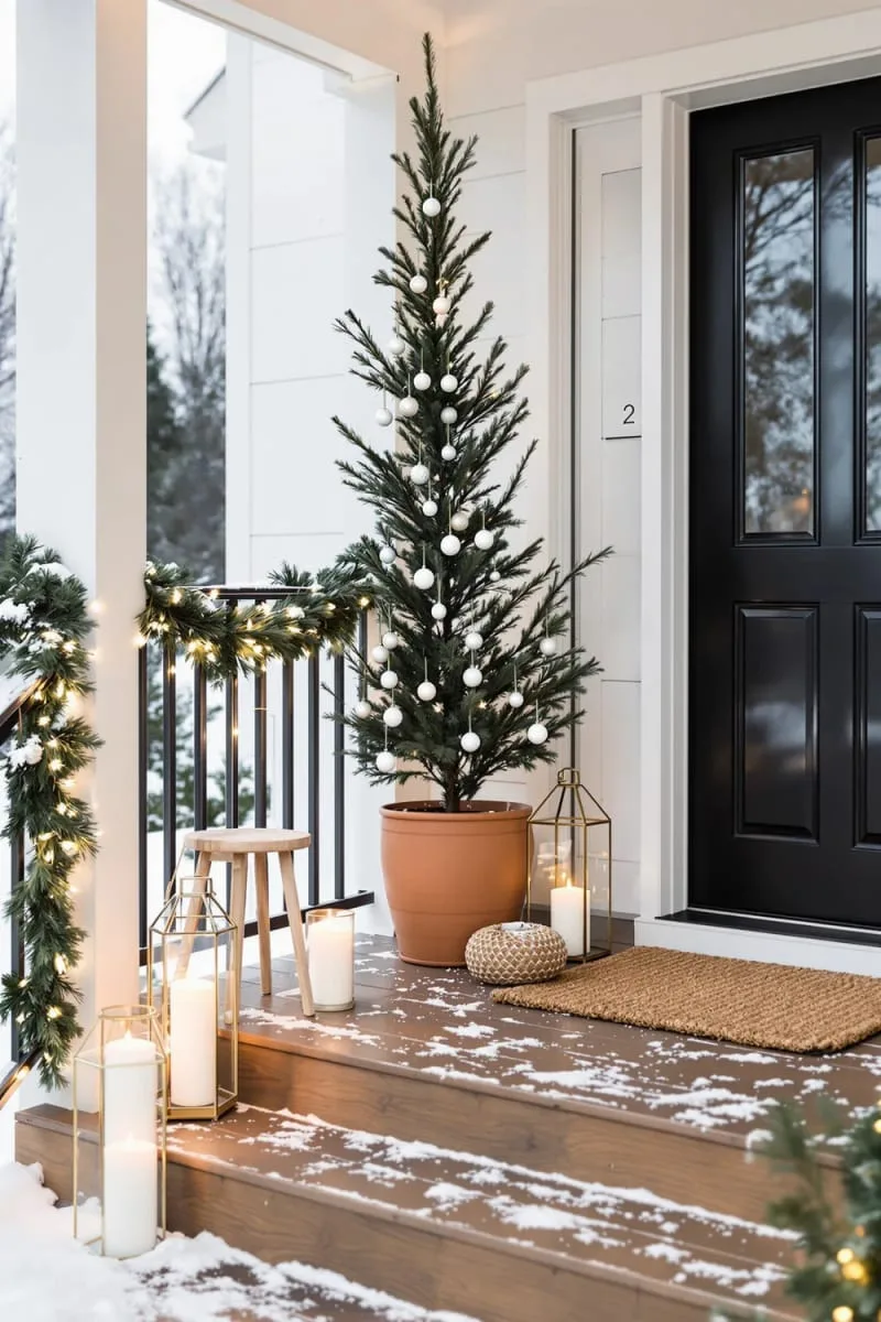 29 Simple Christmas Decor Ideas for a Beautiful Holiday Season 59 minimalist tree decorated only with white and gold ornaments 1